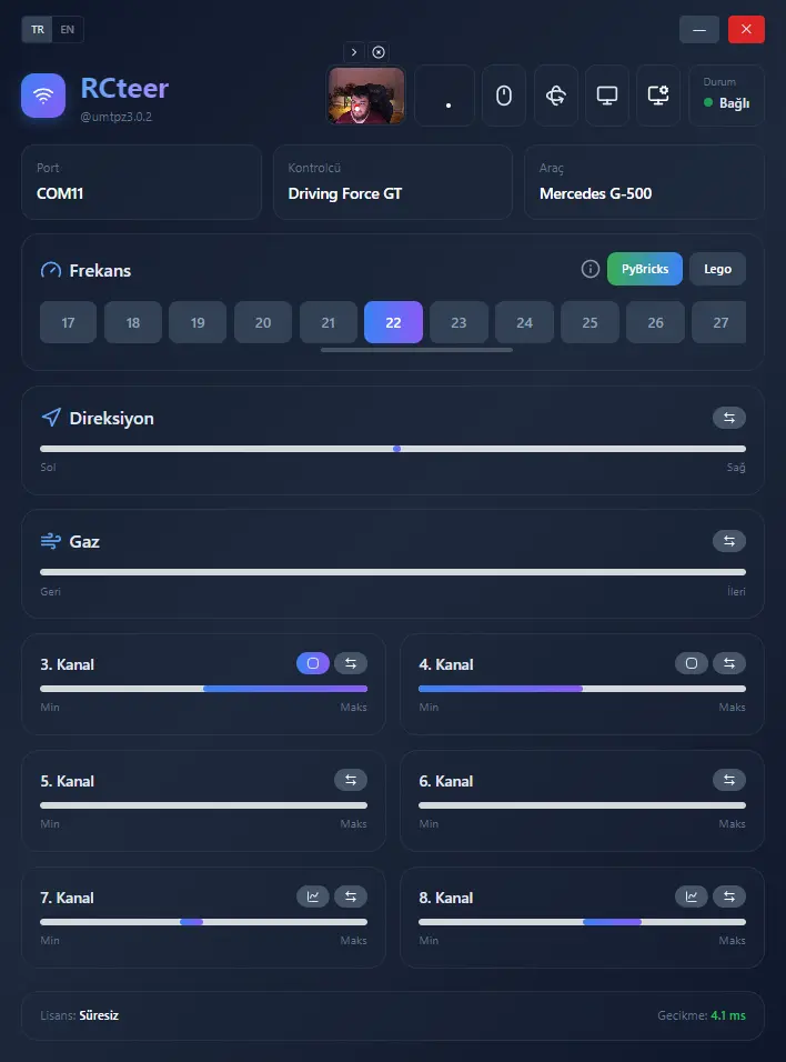 RCteer® kontrol merkezi: 8 kanallı kontrol paneli